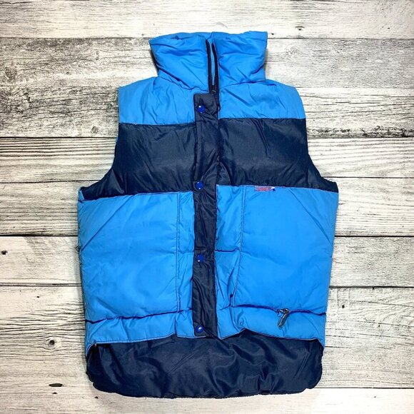 Vintage 90s Y2K Down Full Zip Snap Mock Neck Puffer Vest - Picture 1 of 9